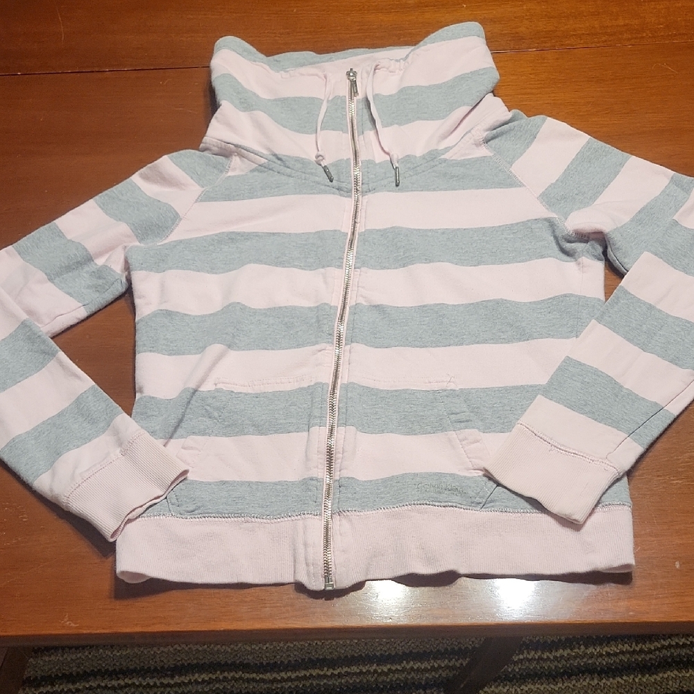Calvin Klein Pink and Gray Cowl Neck Sweater